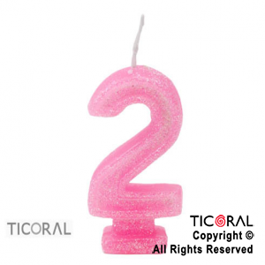 VELA NUMERO 2 ROSA CON GIBRE HS2877-2 x 1
